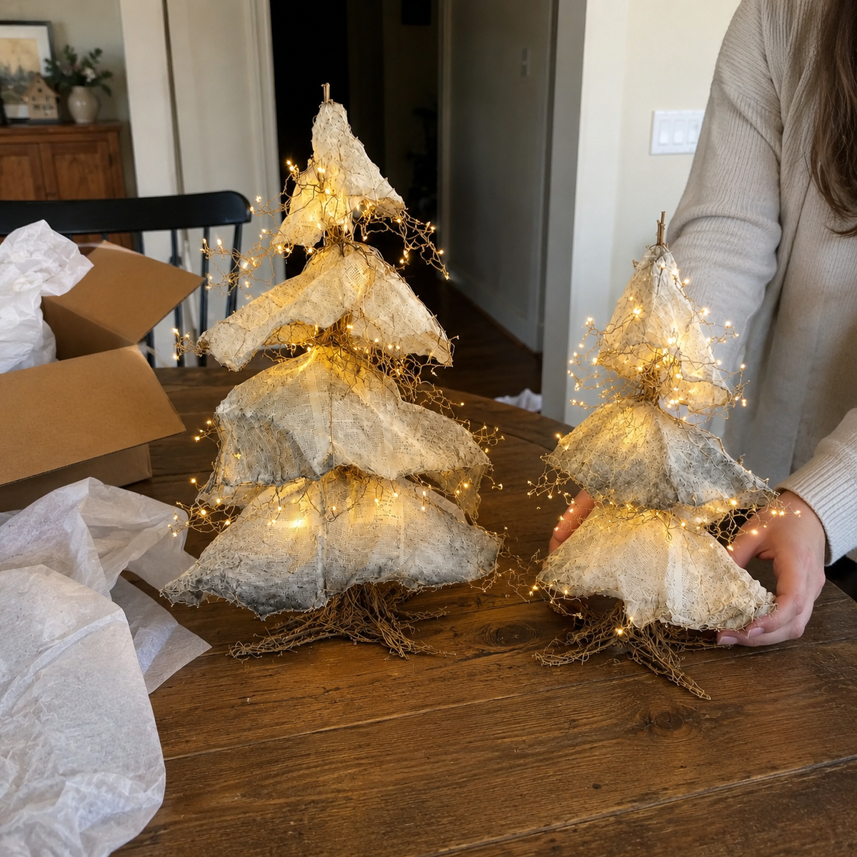 Windswept Winter Trees – Lighted Sculptural Tree Set