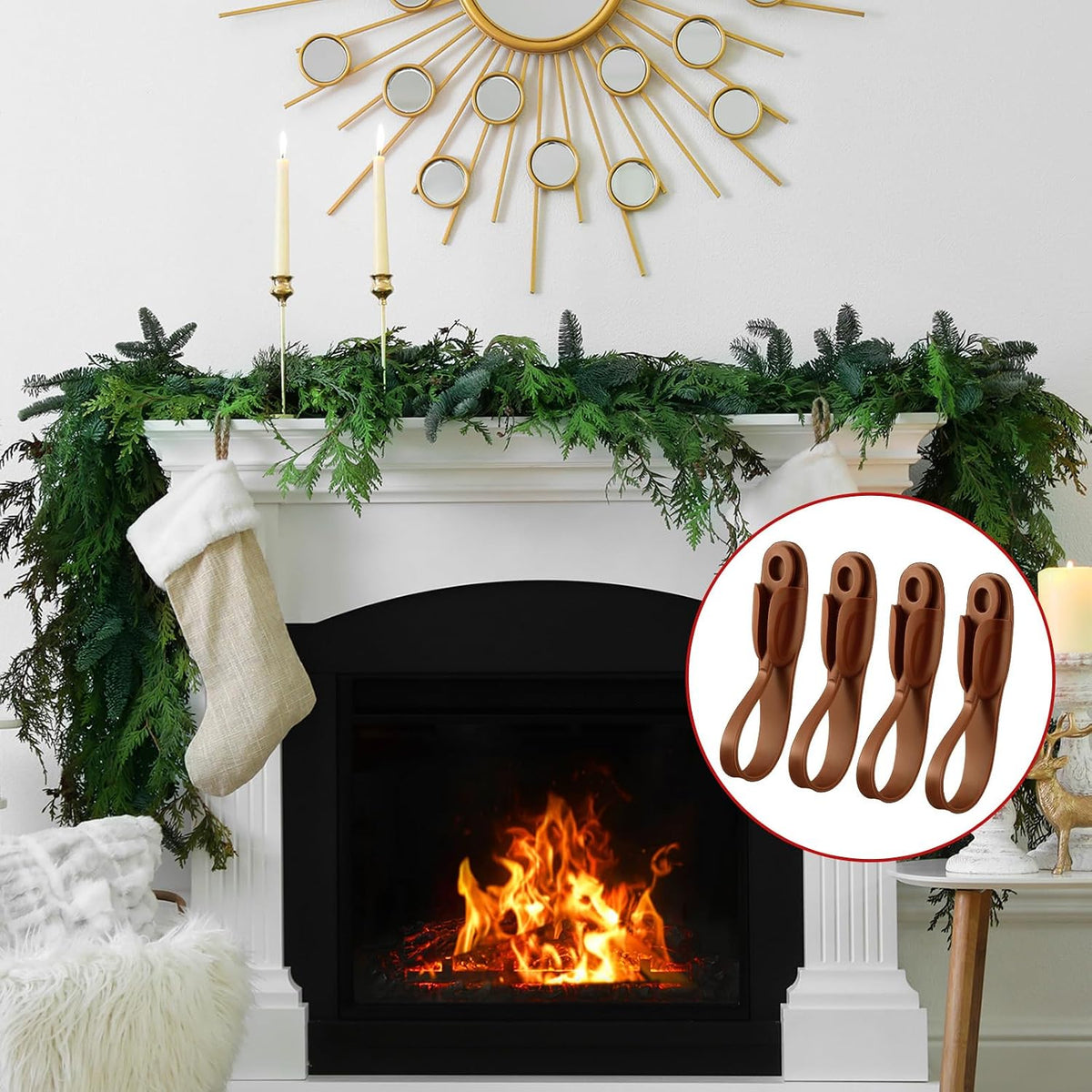 🔥HOT SALE 49% OFF - 🎅 No-Drill Christmas Mantel Garland Hangers – Easy Holiday Decorating (Set of 4)