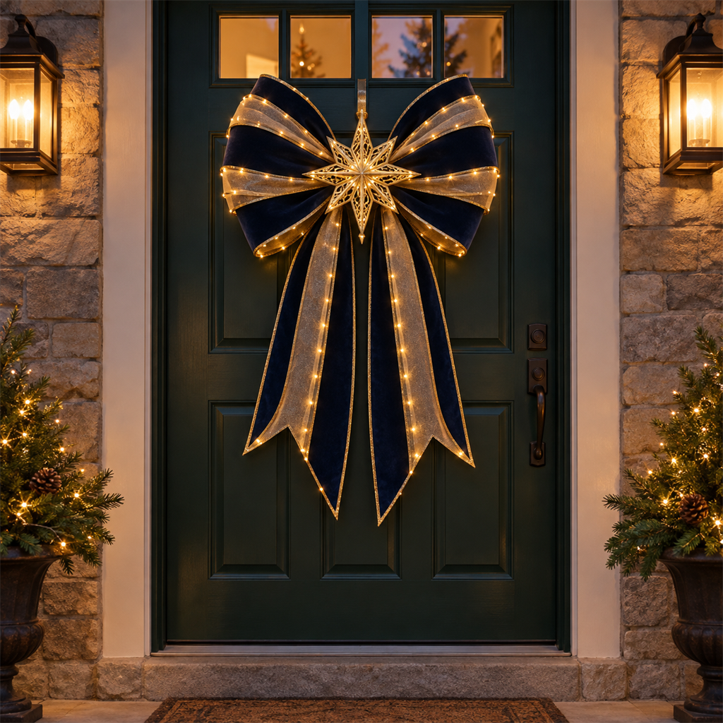 ✨ Oversized Light-Up Christmas Door Bow | 6 Festive Styles