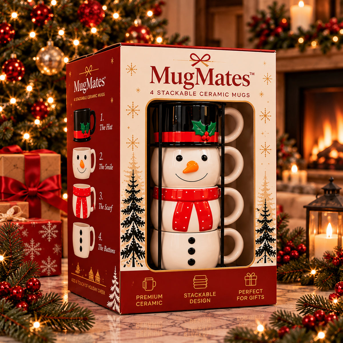 MugMates™ Christmas Mug Set — Sip & Stack
