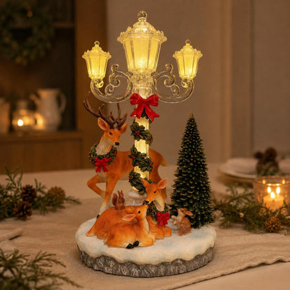 🎄🦌Lighted Deer Family Christmas Lamppost Figurine