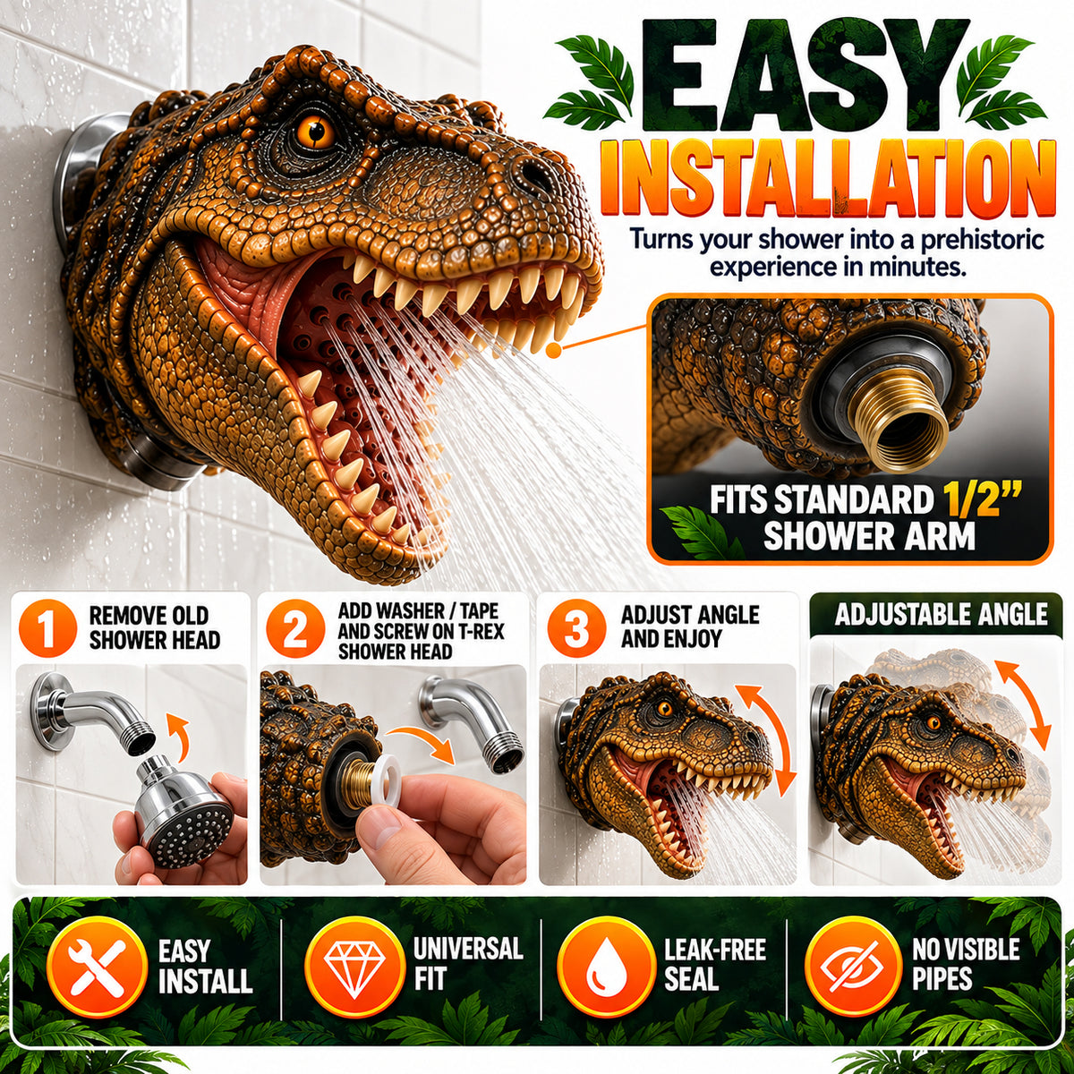 Prehistoric Splash – T-Rex Shower Head