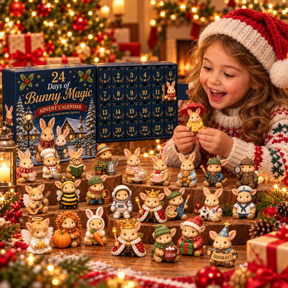 24 Days of Bunny Magic Advent Calendar – 24 Cute Collectible Bunny Figurines, Christmas Countdown Gift Box