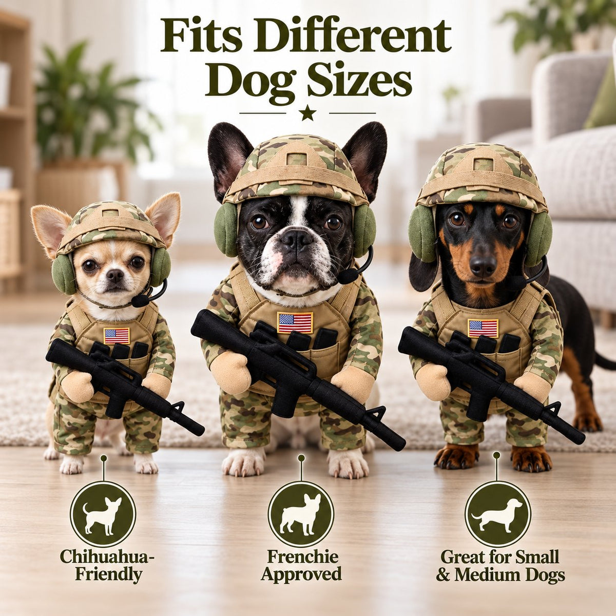 Military Camo Soldier Dog Costume – Complete 5-Piece Tactical Set