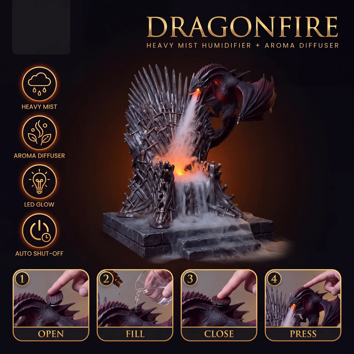 🐲Dragon's Breath – Light-Up Dragon Mist Humidifier