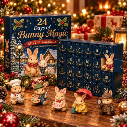 24 Days of Bunny Magic Advent Calendar – 24 Cute Collectible Bunny Figurines, Christmas Countdown Gift Box