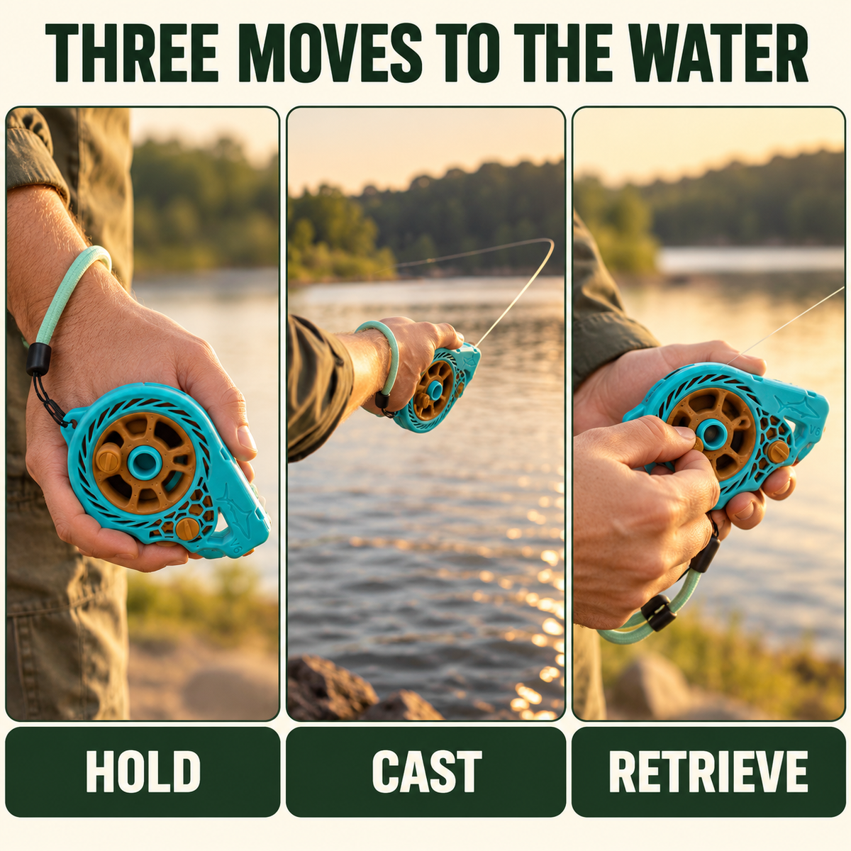 Hold cast and retrieve with handline reel