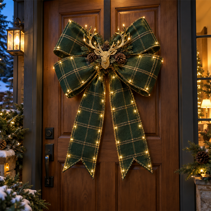 ✨ Oversized Light-Up Christmas Door Bow | 6 Festive Styles