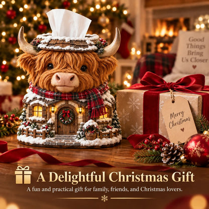 🏠Cozy Christmas Cottage Tissue Box Cover