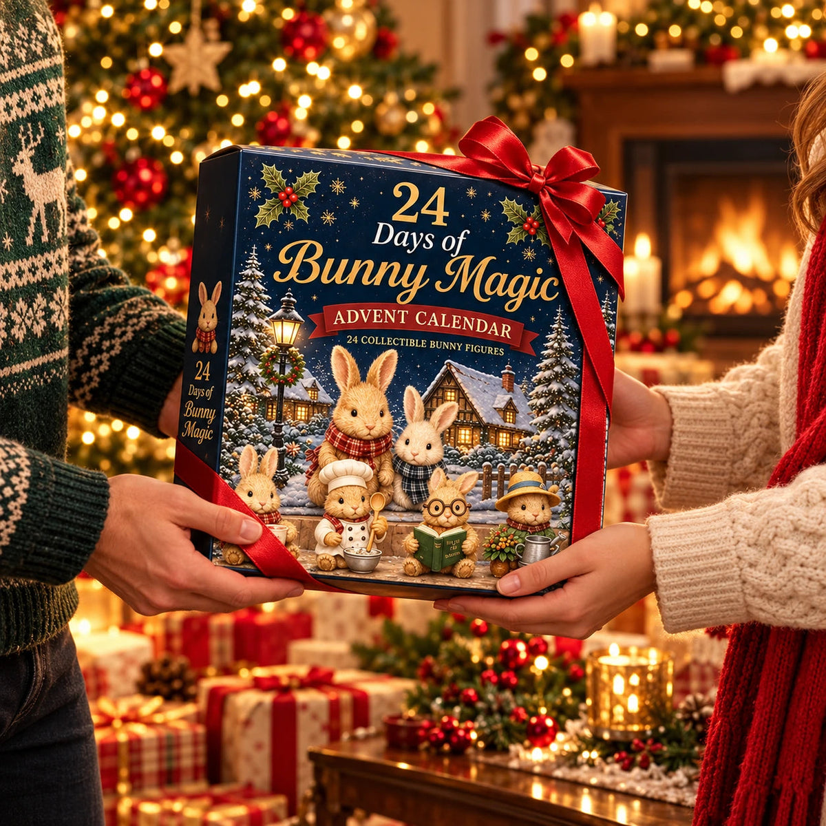 24 Days of Bunny Magic Advent Calendar – 24 Cute Collectible Bunny Figurines, Christmas Countdown Gift Box