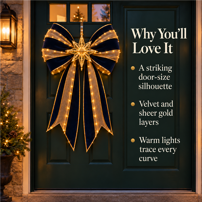 ✨ Oversized Light-Up Christmas Door Bow | 6 Festive Styles