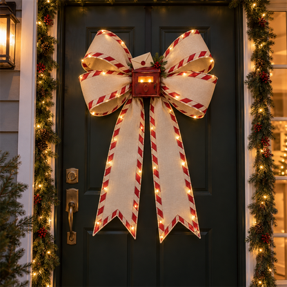 ✨ Oversized Light-Up Christmas Door Bow | 6 Festive Styles