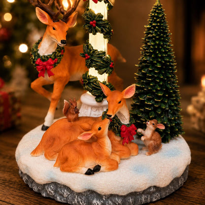 🎄🦌Lighted Deer Family Christmas Lamppost Figurine