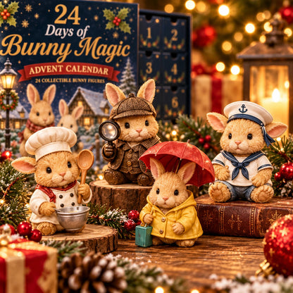 24 Days of Bunny Magic Advent Calendar – 24 Cute Collectible Bunny Figurines, Christmas Countdown Gift Box