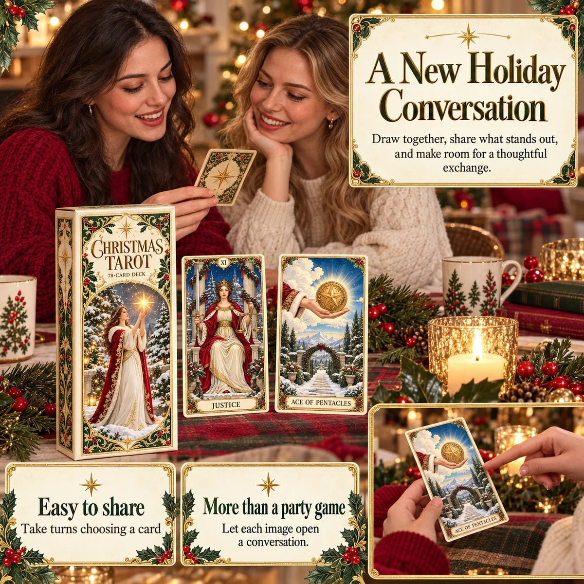 🔥The Enchanted Holiday Tarot – 78 Cards & 12 Days of Rituals🎉