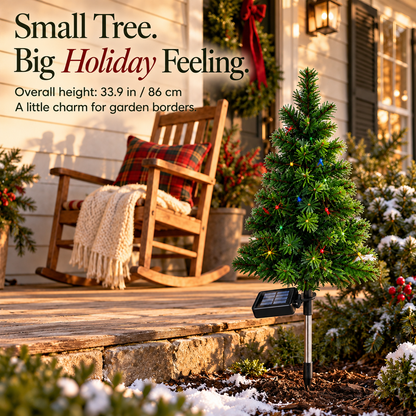 🎄4-Pack 33.9-Inch Solar Powered Christmas Trees with Colorful LED Lights Outside Decor