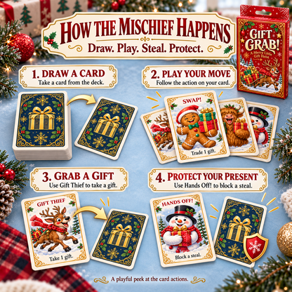 🎄GIFT GRAB! Christmas Party Card Game – 🎁A Merry Little Gift Heist