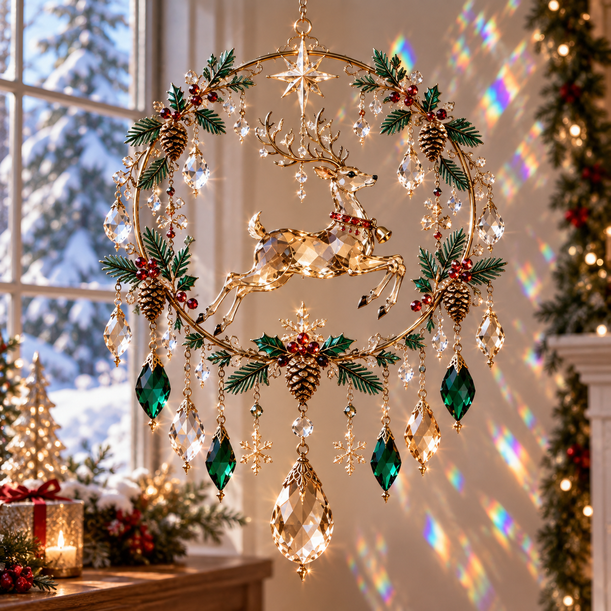 ✨🎄 Christmas Sparkle Suncatcher – Hanging Window Décor | 5 Festive Designs