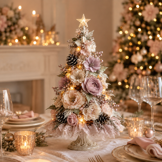 🌸Blush Blossom Illuminated Christmas Tree