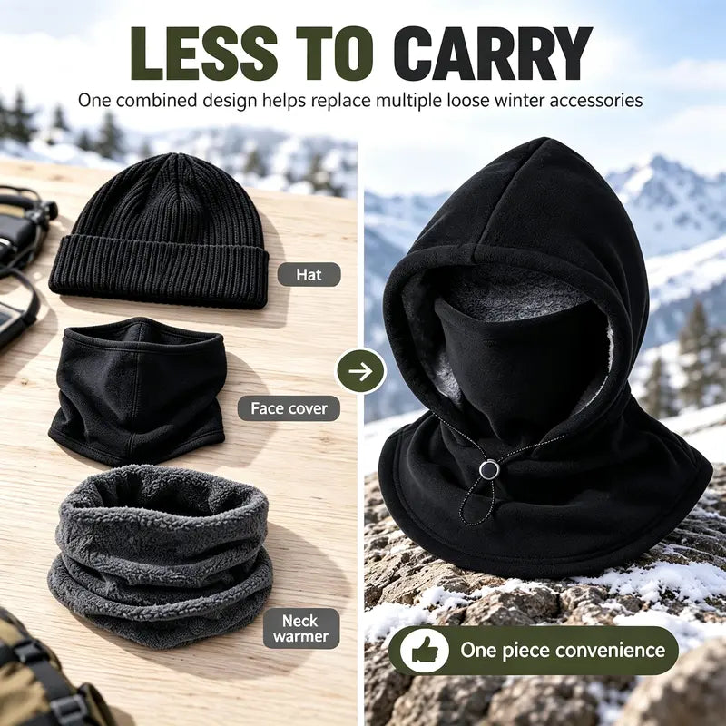 2-piece integrated flannel warm face mask and hat