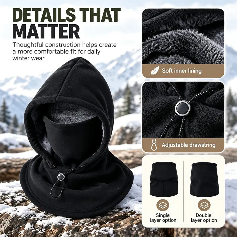 2-piece integrated flannel warm face mask and hat