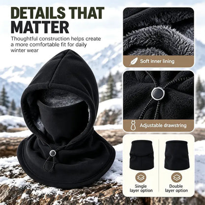 2-piece integrated flannel warm face mask and hat