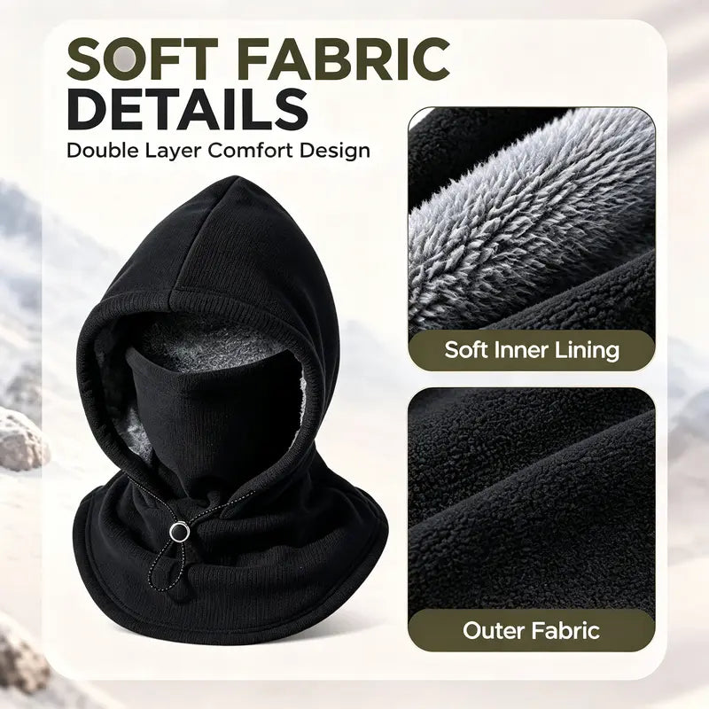 2-piece integrated flannel warm face mask and hat