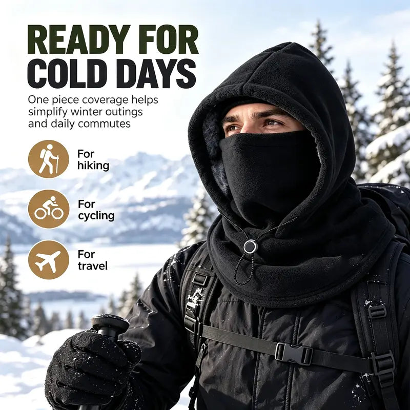 2-piece integrated flannel warm face mask and hat