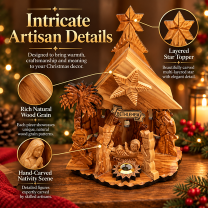 ✝️Holy Land BoxBethlehem Blessings™ Olive Wood Nativity Music Box
