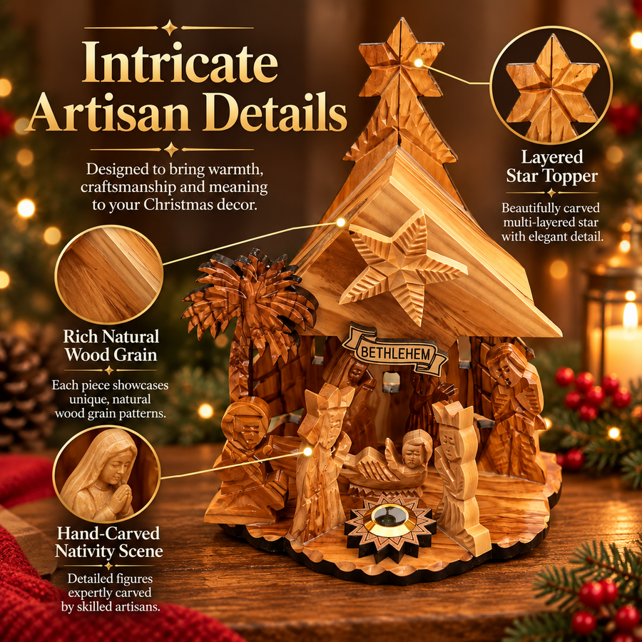 Nativity music-box bell detail