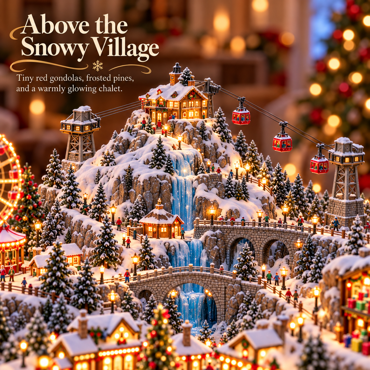 🎄 Christmas Wonder Valley – Lighted Mountain Village with Carousel & Train