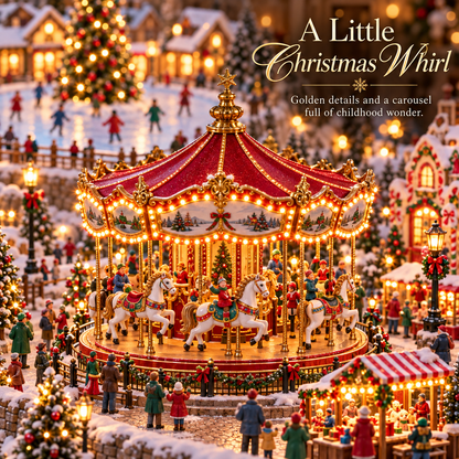 🎄 Christmas Wonder Valley – Lighted Mountain Village with Carousel & Train