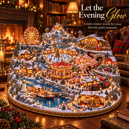 🎄 Christmas Wonder Valley – Lighted Mountain Village with Carousel & Train