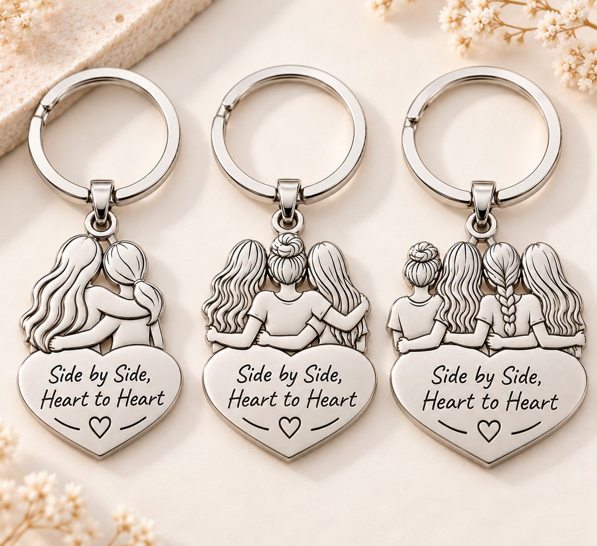 ❤️ Side by Side™ Friendship Keychain – Heart to Heart Best Friends Gift