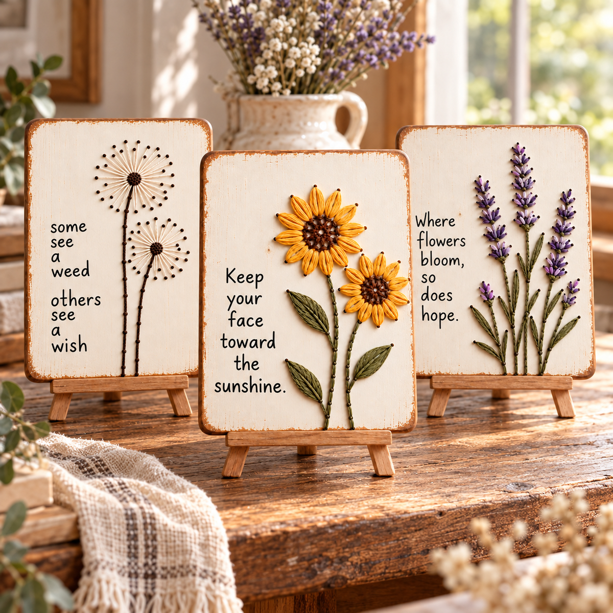 🌻✨Bloom & Create DIY Floral Yarn Art Plaque Kit - A Handmade Keepsake from the Heart❤️