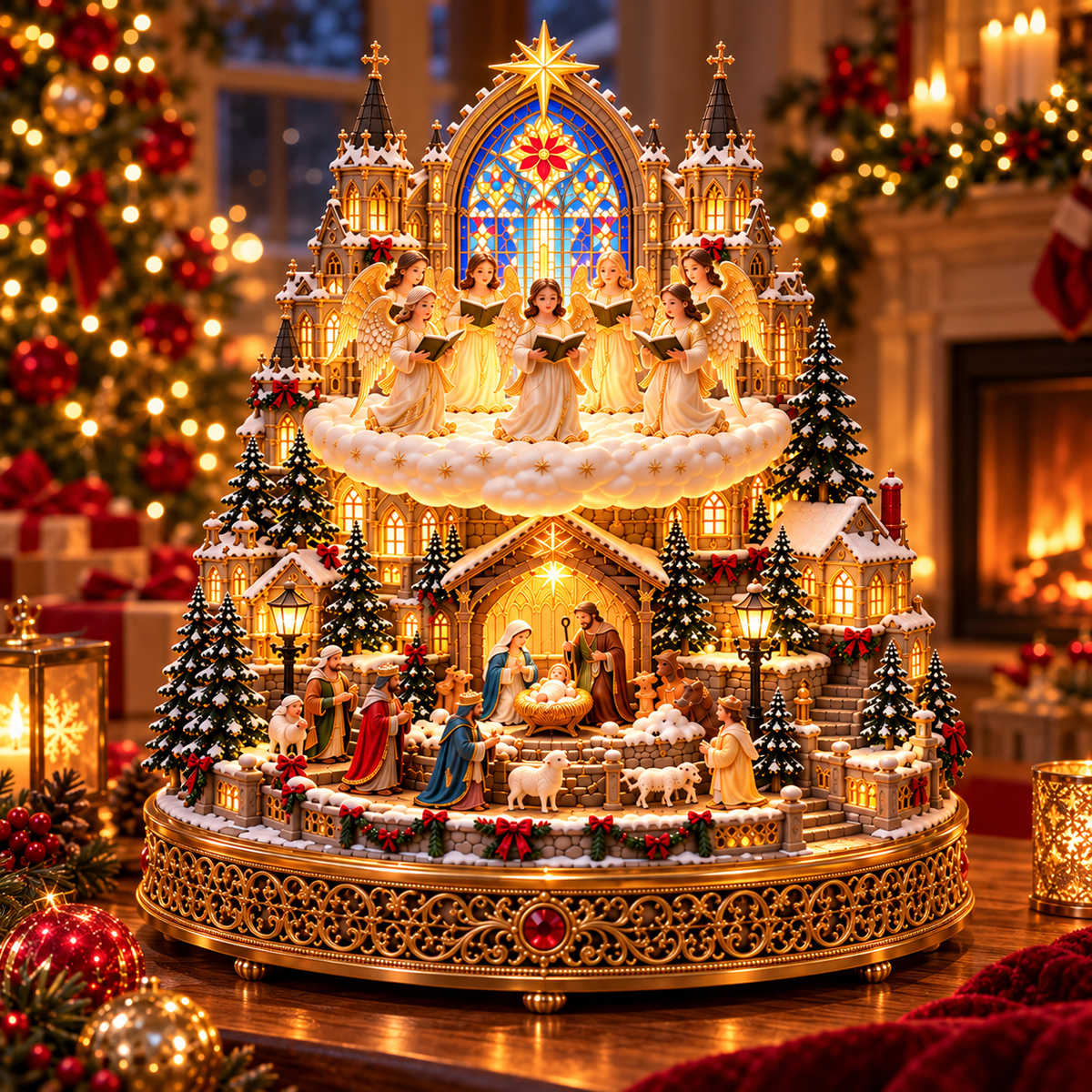 Lighted Christmas Nativity Village