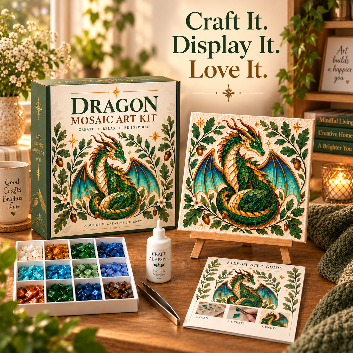 🐉✨ Enchanted Dragon™ DIY Mosaic Art Kit – A Magical Craft to Create & Display