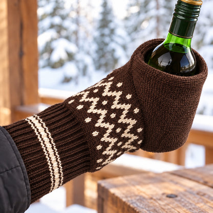 ❄Winter Insulated Glove Holder for Beer Cans Hot Striped Cold Drinks