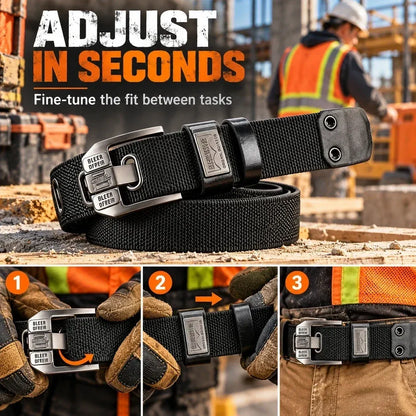 100% Handmade in USA-🔥 No-Hole Adjustable Stretch Work Belt with Square Metal Buckle