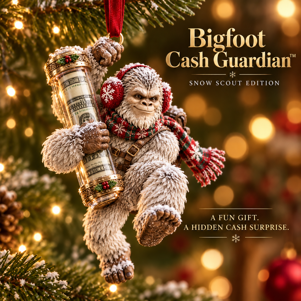 🎄👣 Bigfoot Cash Keeper™ – 15 Funny Christmas Cash Holder Ornaments 💵🎁