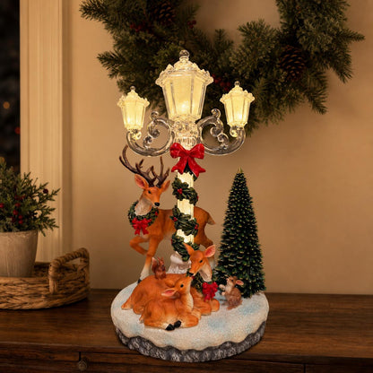🎄🦌Lighted Deer Family Christmas Lamppost Figurine