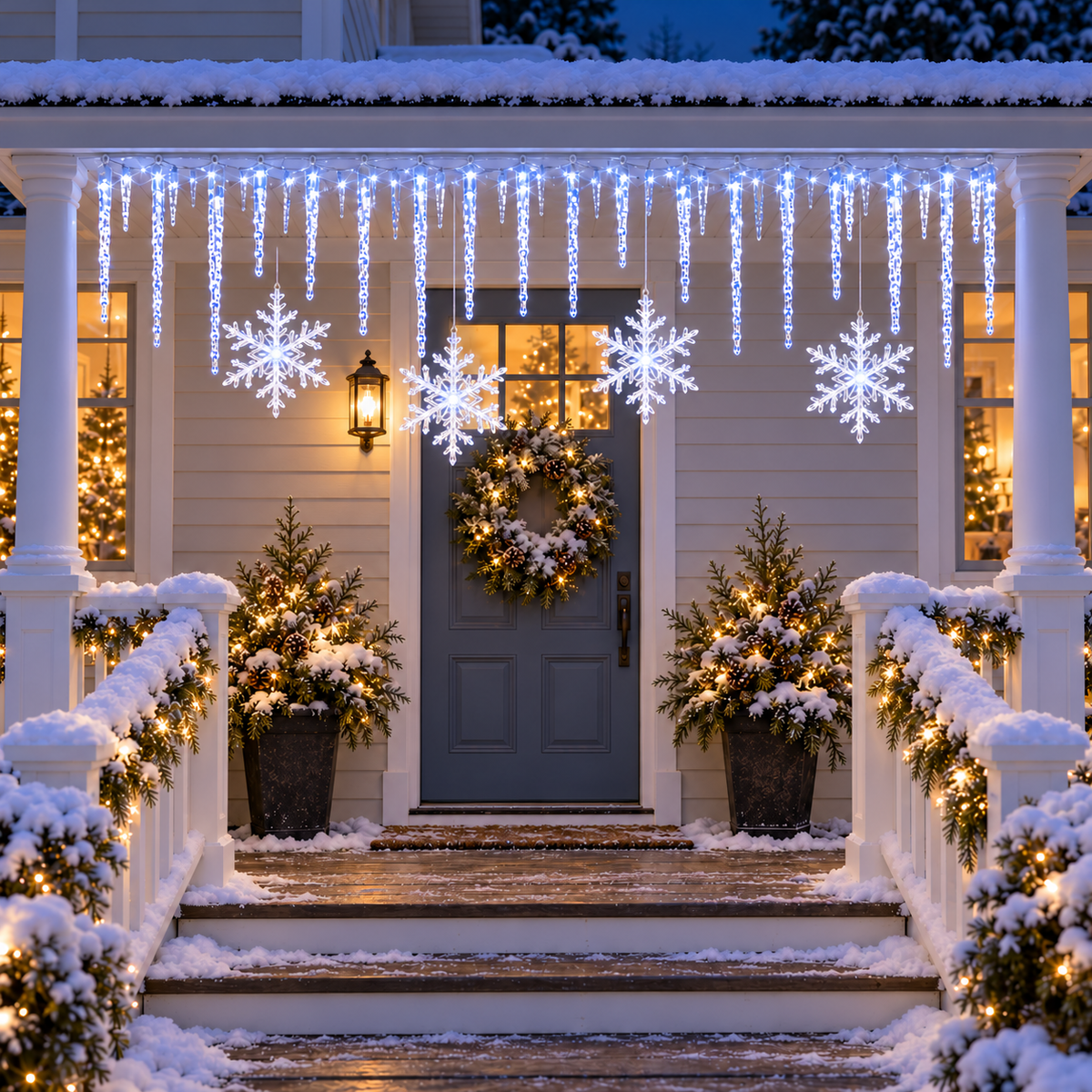 ❄️ Winter Glow – Snowflake & Icicle Christmas Lights ✨