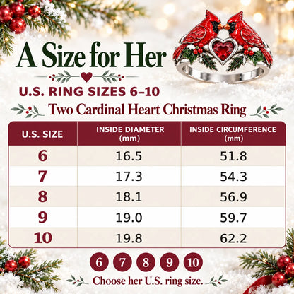 🎄Two Cardinal Heart Christmas Ring | “Every Christmas, I Choose You” ❤️