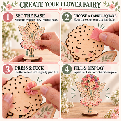 🧚✨DIY Flower Fairy Wooden Craft Kit – Create Your Own Fabric Flower Fairy