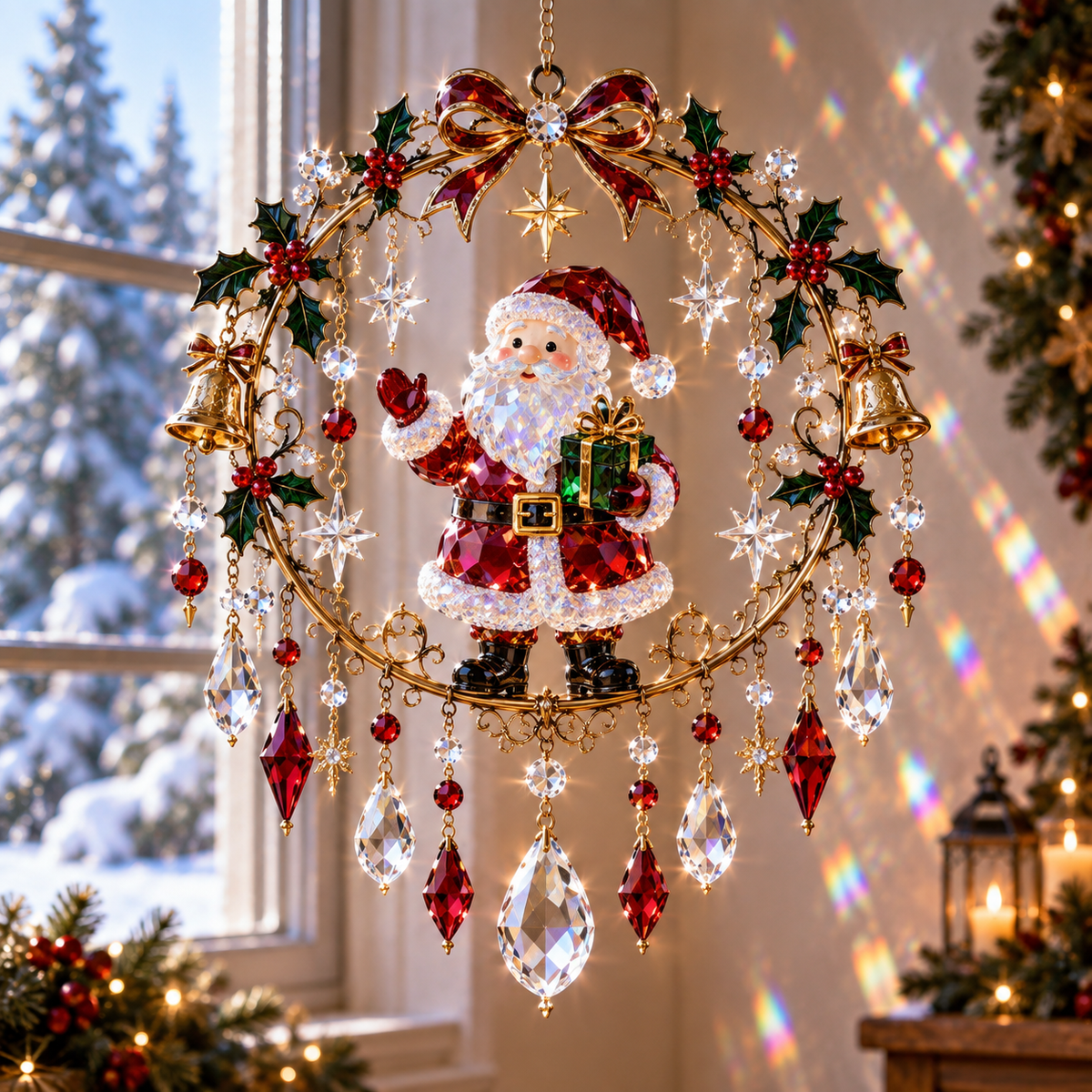 ✨🎄 Christmas Sparkle Suncatcher – Hanging Window Décor | 5 Festive Designs