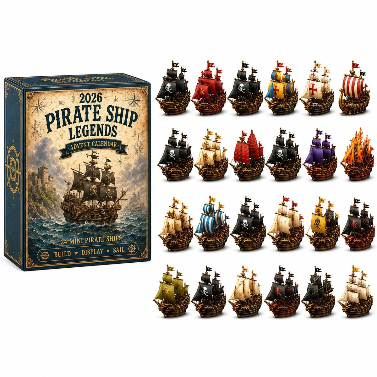 ⚓Pirate Ship Legends Advent Calendar 2026 –  Collector-Grade Miniature Ships