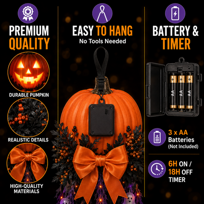 👻 Cascada de puerta con calabaza y fantasma iluminados 🛒