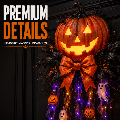 👻 Cascada de puerta con calabaza y fantasma iluminados 🛒