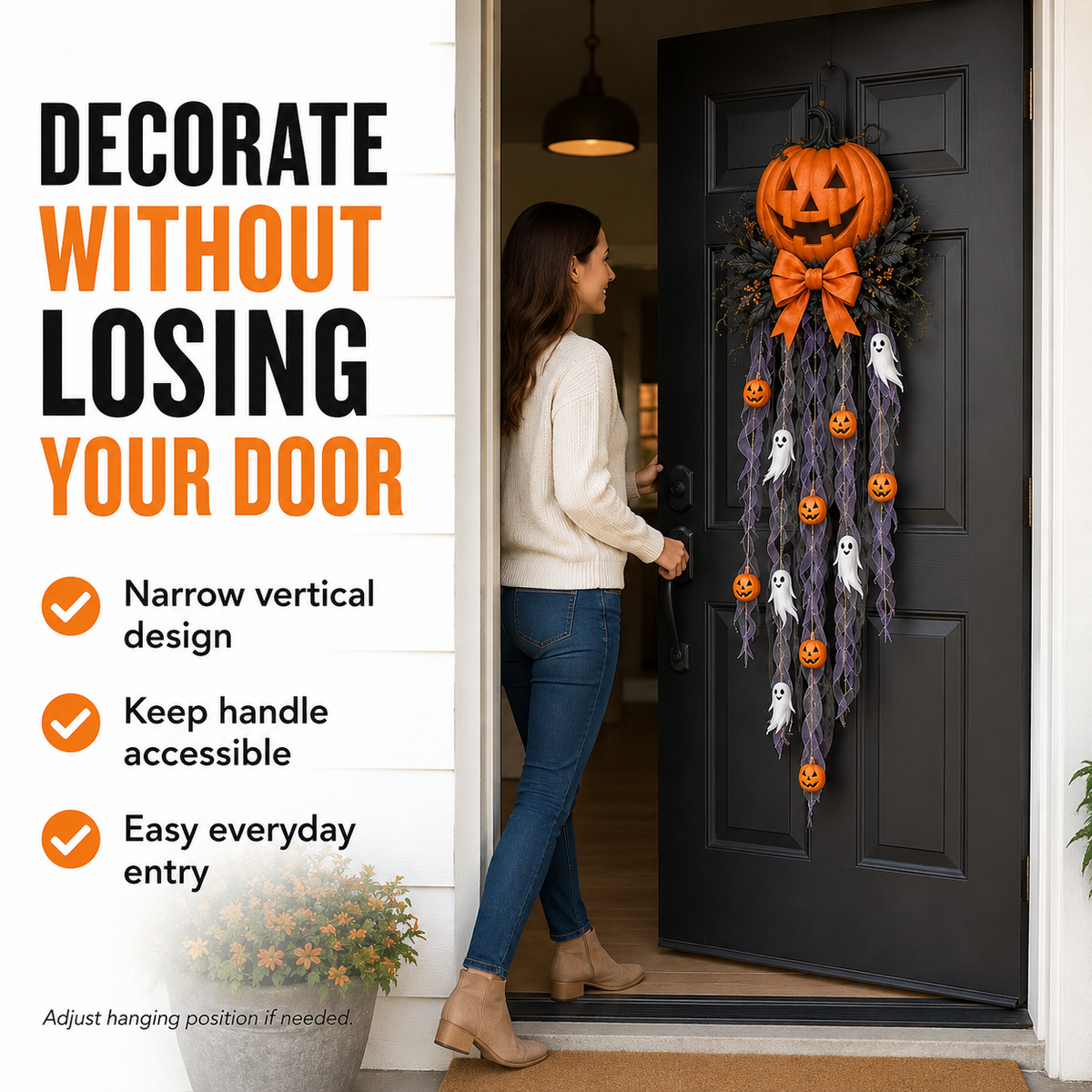 👻 Cascada de puerta con calabaza y fantasma iluminados 🛒