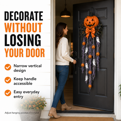 👻 Cascada de puerta con calabaza y fantasma iluminados 🛒